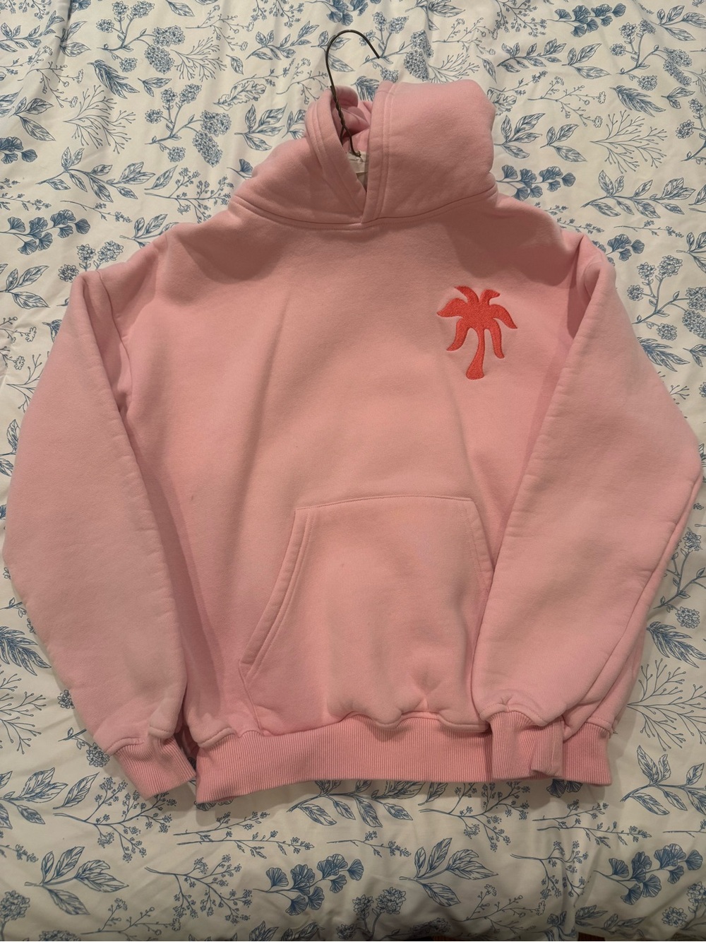 Pink Palm Puff Pink Sweatshirt with Coral Palm Motif